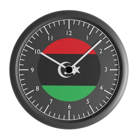 Reloj de pared con la bandera de Libia.  3D Icon