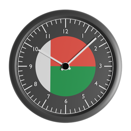 Reloj de pared con la bandera de Madagascar.  3D Icon