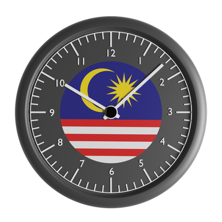 Reloj de pared con la bandera de Malasia.  3D Icon