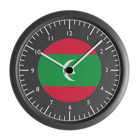 Reloj de pared con la bandera de Maldivas.  3D Icon