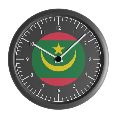 Reloj de pared con la bandera de Mauritania  3D Icon