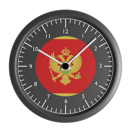 Reloj de pared con la bandera de Montenegro.  3D Icon