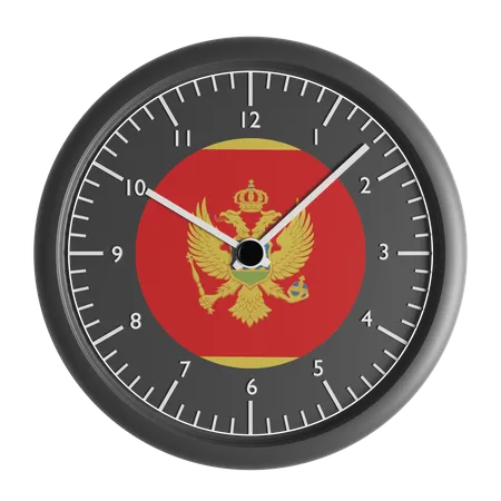 Reloj de pared con la bandera de Montenegro.  3D Icon