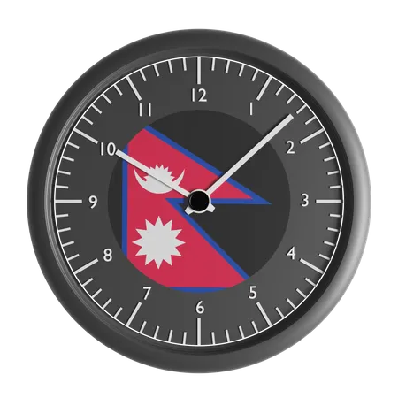Reloj de pared con la bandera de Nepal.  3D Icon