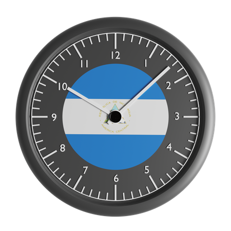 Reloj de pared con la bandera de Nicaragua.  3D Icon