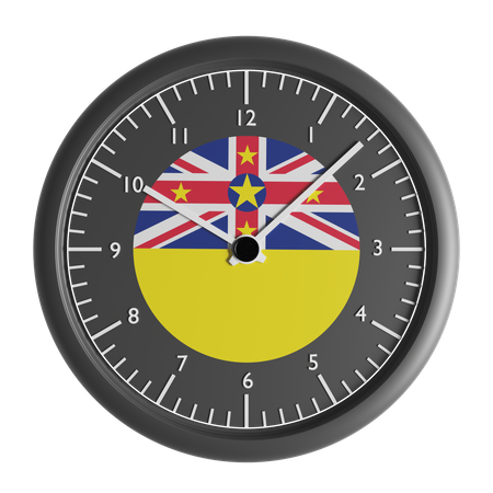 Reloj de pared con la bandera de Niue.  3D Icon