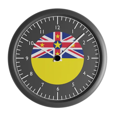 Reloj de pared con la bandera de Niue.  3D Icon