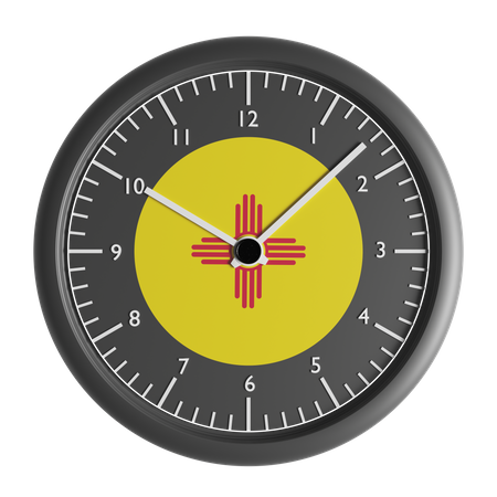 Reloj de pared con la bandera de Nuevo México.  3D Icon