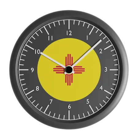 Reloj de pared con la bandera de Nuevo México.  3D Icon