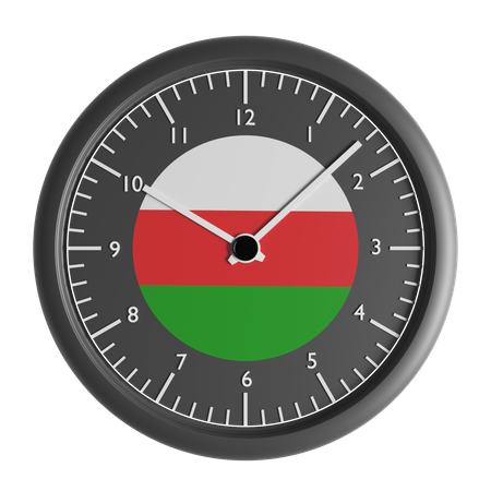 Reloj de pared con la bandera de Omán.  3D Icon