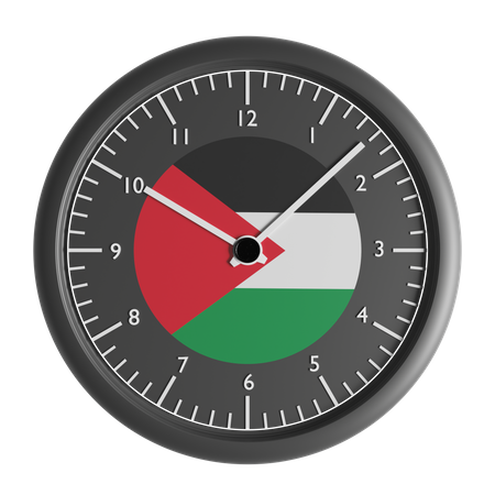 Reloj de pared con la bandera de Palestina.  3D Icon