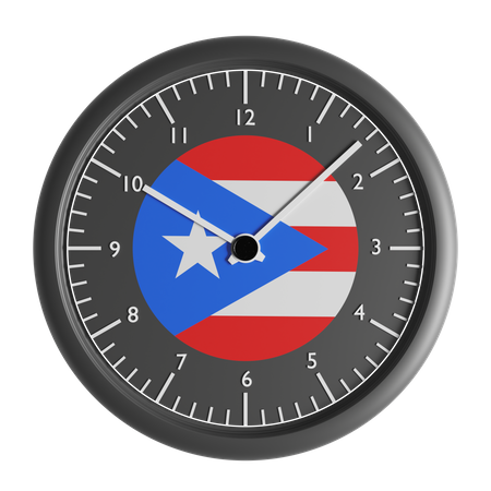 Reloj de pared con la bandera de Puerto Rico.  3D Icon
