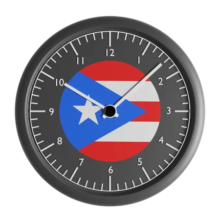Reloj de pared con la bandera de Puerto Rico.  3D Icon