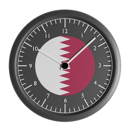 Reloj de pared con la bandera de Qatar.  3D Icon