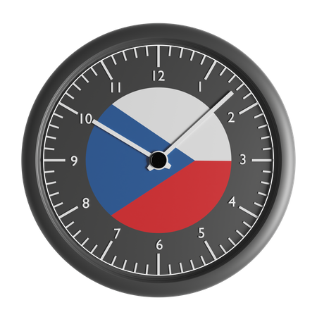 Reloj de pared con la bandera de la República Checa.  3D Icon