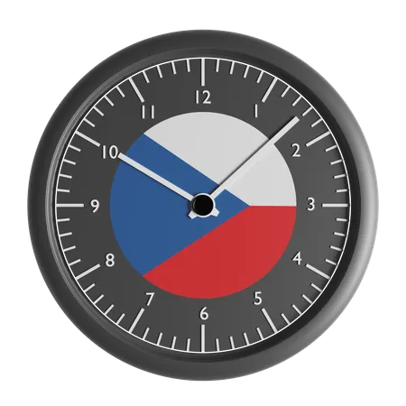 Reloj de pared con la bandera de la República Checa.  3D Icon