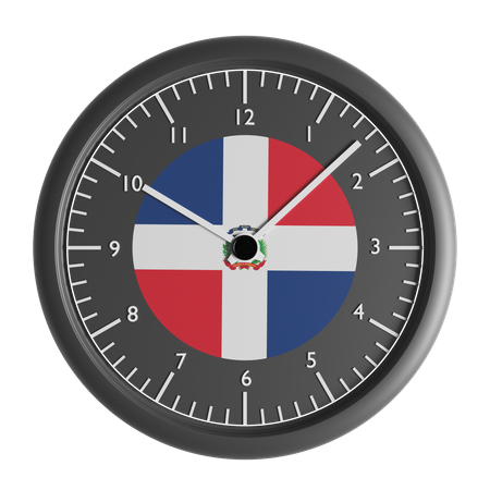 Reloj de pared con la bandera de República Dominicana.  3D Icon