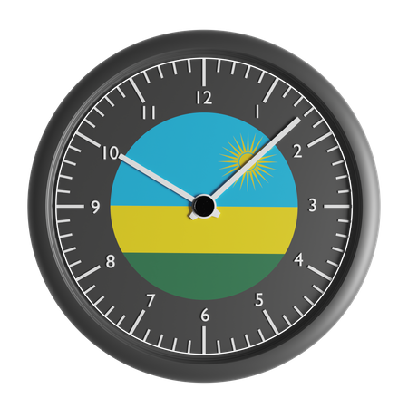 Reloj de pared con la bandera de Ruanda.  3D Icon