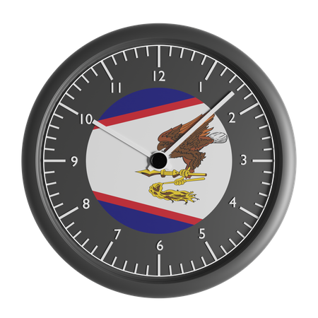 Reloj de pared con la bandera de Samoa Americana.  3D Icon