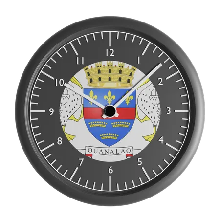 Reloj de pared con la bandera de San Bartolomé  3D Icon