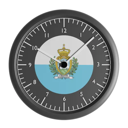 Reloj de pared con la bandera de San Marino.  3D Icon