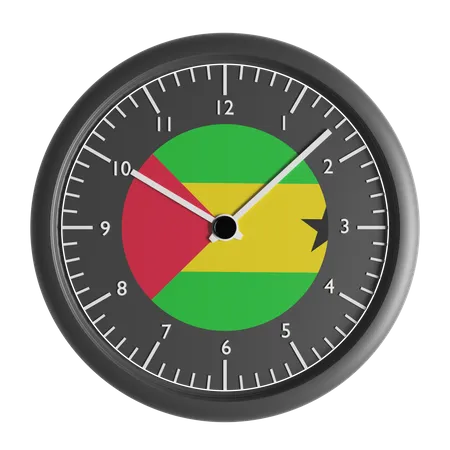 Reloj de pared con la bandera de Santo Tomé y Príncipe.  3D Icon