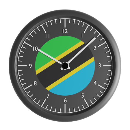 Reloj de pared con la bandera de Tanzania.  3D Icon