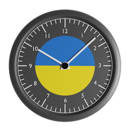 Reloj de pared con la bandera de Ucrania.  3D Icon