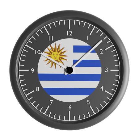 Reloj de pared con la bandera de Uruguay.  3D Icon