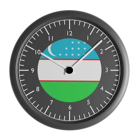 Reloj de pared con la bandera de Uzbekistán.  3D Icon