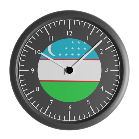 Reloj de pared con la bandera de Uzbekistán.  3D Icon