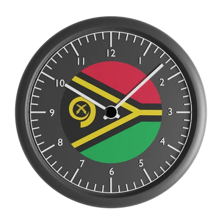 Reloj de pared con la bandera de Vanuatu.  3D Icon