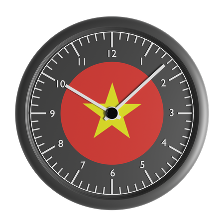 Reloj de pared con la bandera de Vietnam.  3D Icon