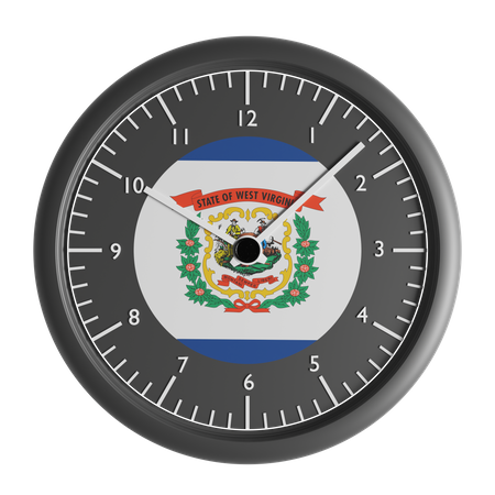 Reloj de pared con la bandera de Virginia Occidental.  3D Icon