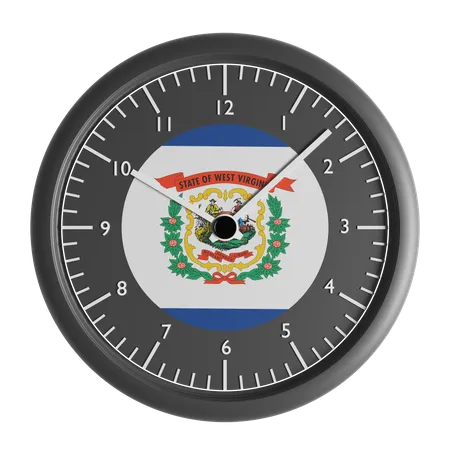 Reloj de pared con la bandera de Virginia Occidental.  3D Icon