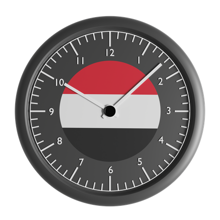 Reloj de pared con la bandera de Yemen.  3D Icon