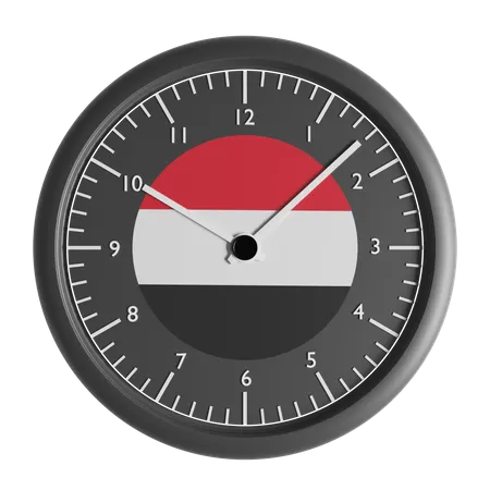 Reloj de pared con la bandera de Yemen.  3D Icon