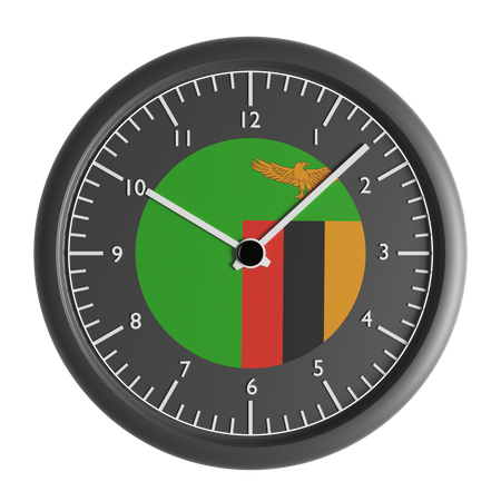 Reloj de pared con la bandera de Zambia.  3D Icon