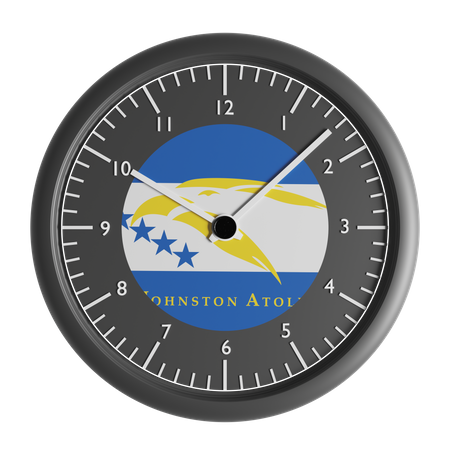 Reloj de pared con la bandera del atolón Johnston.  3D Icon