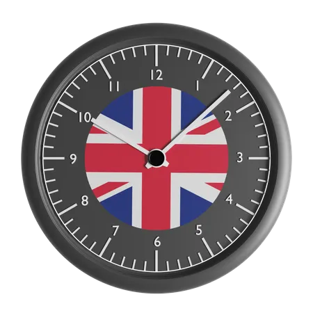 Reloj de pared con la bandera de Reino Unido.  3D Icon