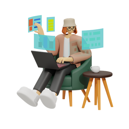 Remote Work  3D Illustration