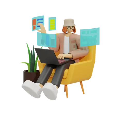 Remote Worker  3D Illustration