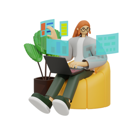 Remote Workers Unite, Sofa Style  3D Icon
