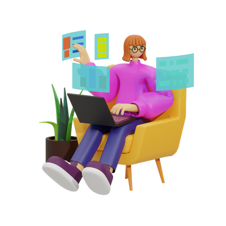 Remote Workers Unite, Sofa Style  3D Icon