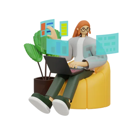 Remote Workers Unite, Sofa Style  3D Illustration