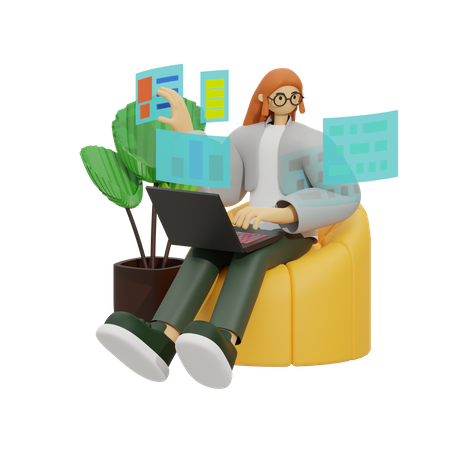 Remote Workers Unite, Sofa Style  3D Illustration