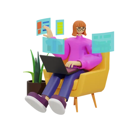 Remote Workers Unite, Sofa Style  3D Illustration