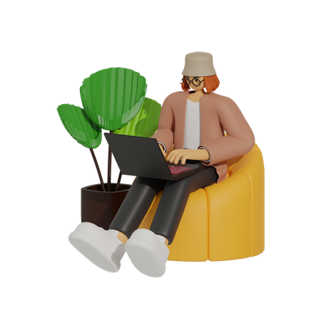 Remote Workforce: Unterstützung für Mitarbeiter, die ans Sofa gefesselt sind  3D Icon