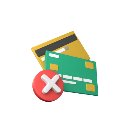 Credit Card With Red Cross Icon For Unapproved Incorrect And Not Pass Business Money Finance And Management Realistic Cartoon Concept 3D Icon