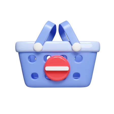 Shopping Basket And Minus Sign The Concept Of Adding And Subtracting Shopping Stock Icon Isolated On White Background 3 D Rendering Illustration Clipping Path 3D Icon